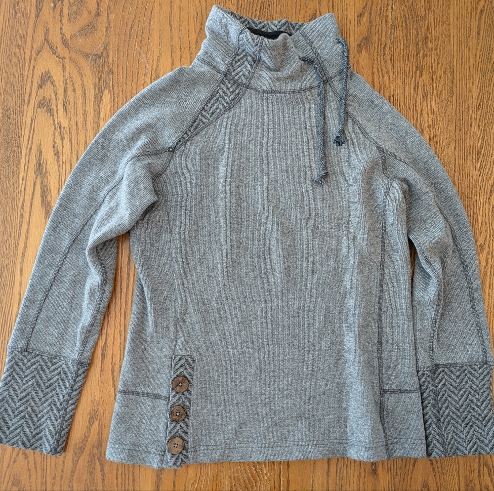Gray Women's Sweater with Button Detail